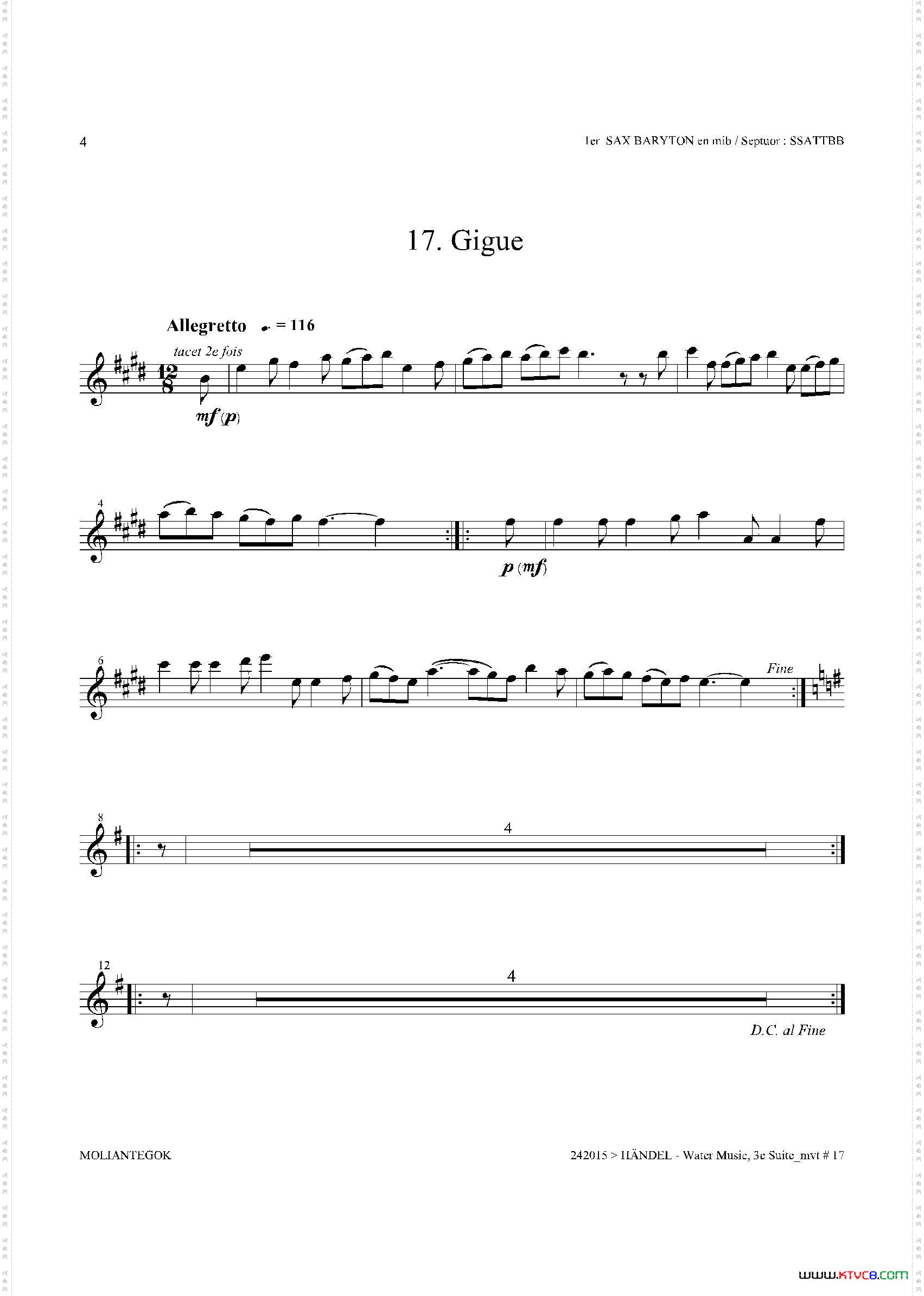 WaterMusicHWV.350No.3第一上低音萨克斯_Water MusicHWV.350 No.3第一上低音萨克斯