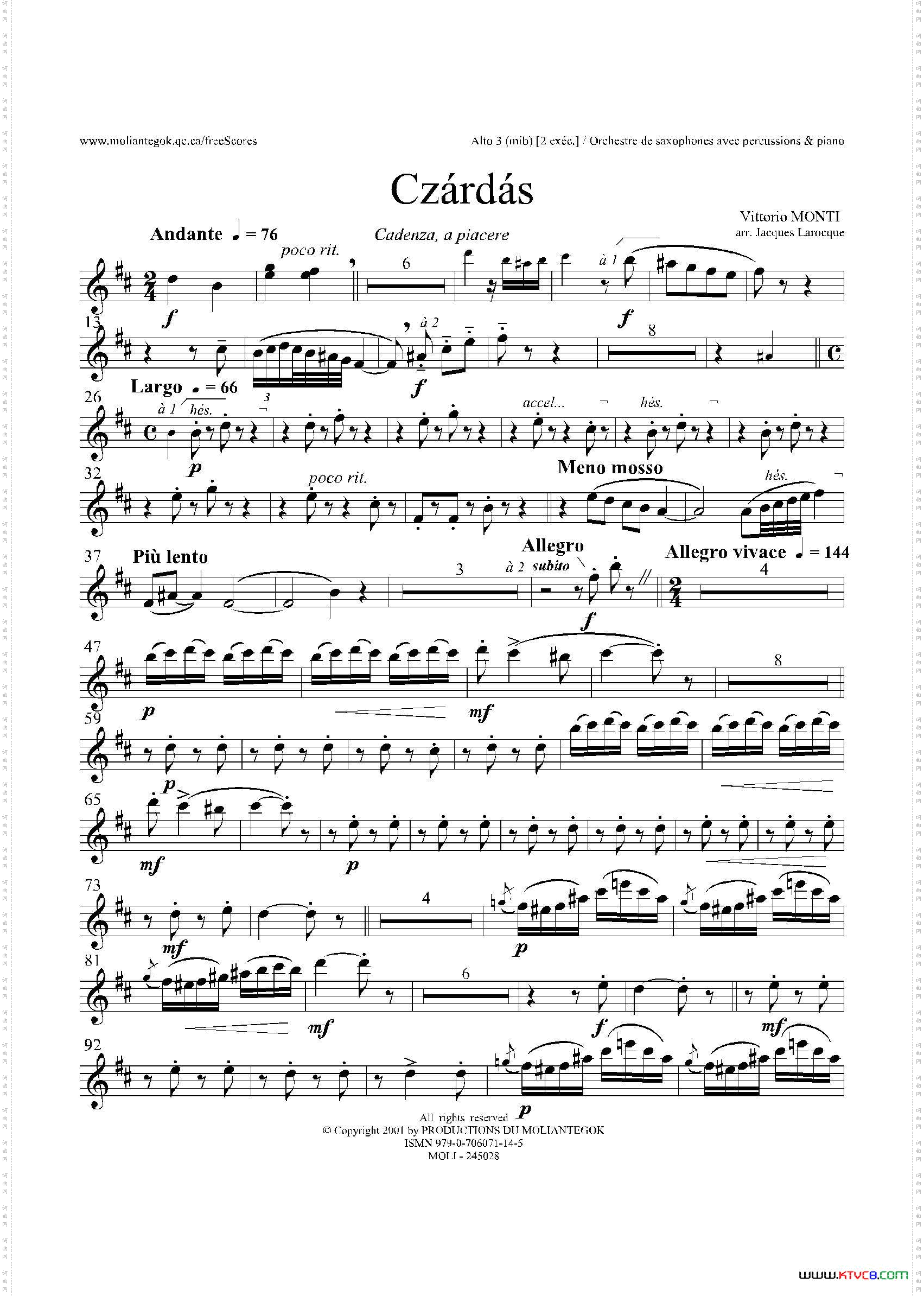 Czardas查尔达斯15重奏3支中音萨克斯