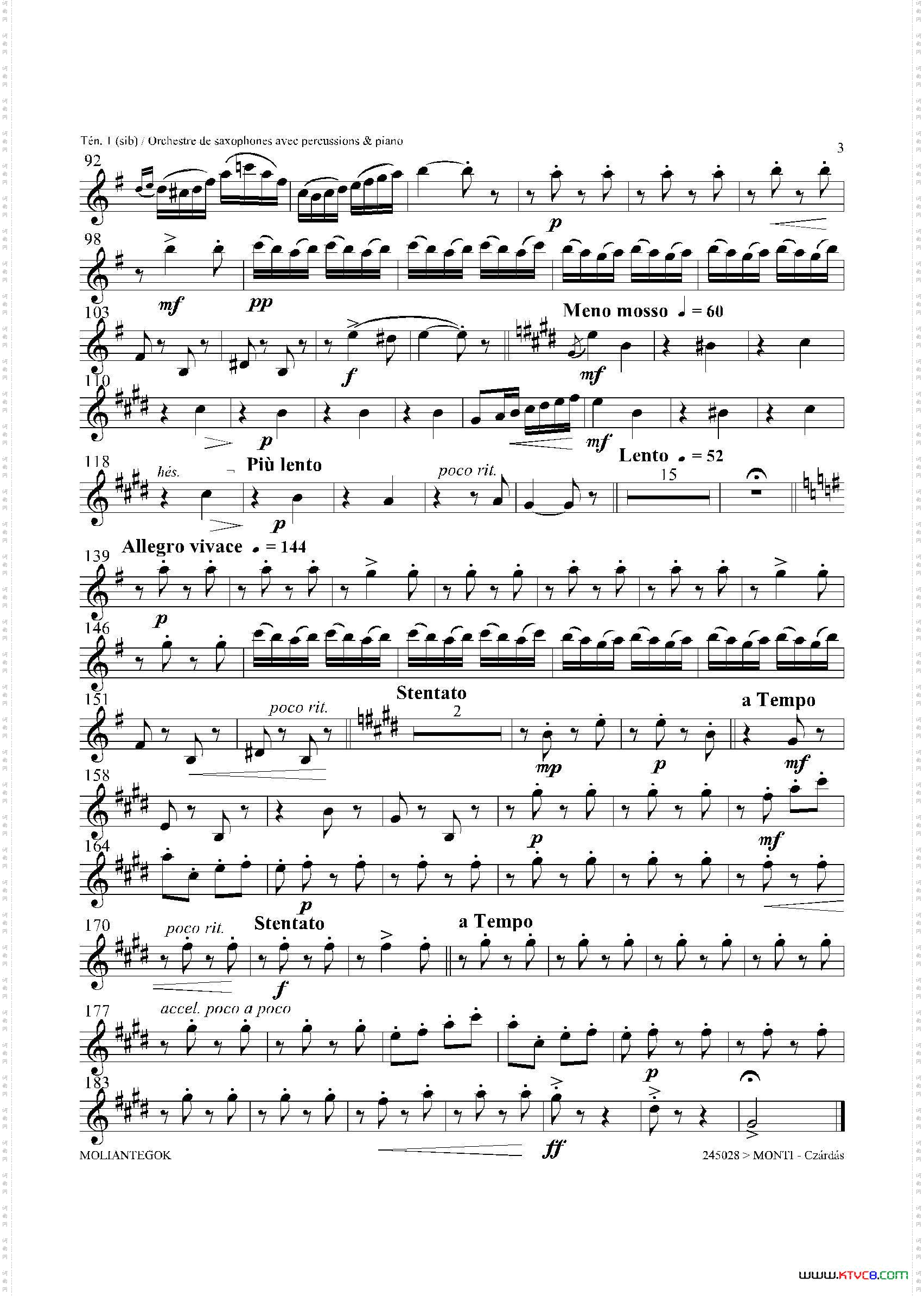 Czardas查尔达斯15重奏3支次中音萨克斯_Czardas 查尔达斯15重奏3支次中音萨克斯