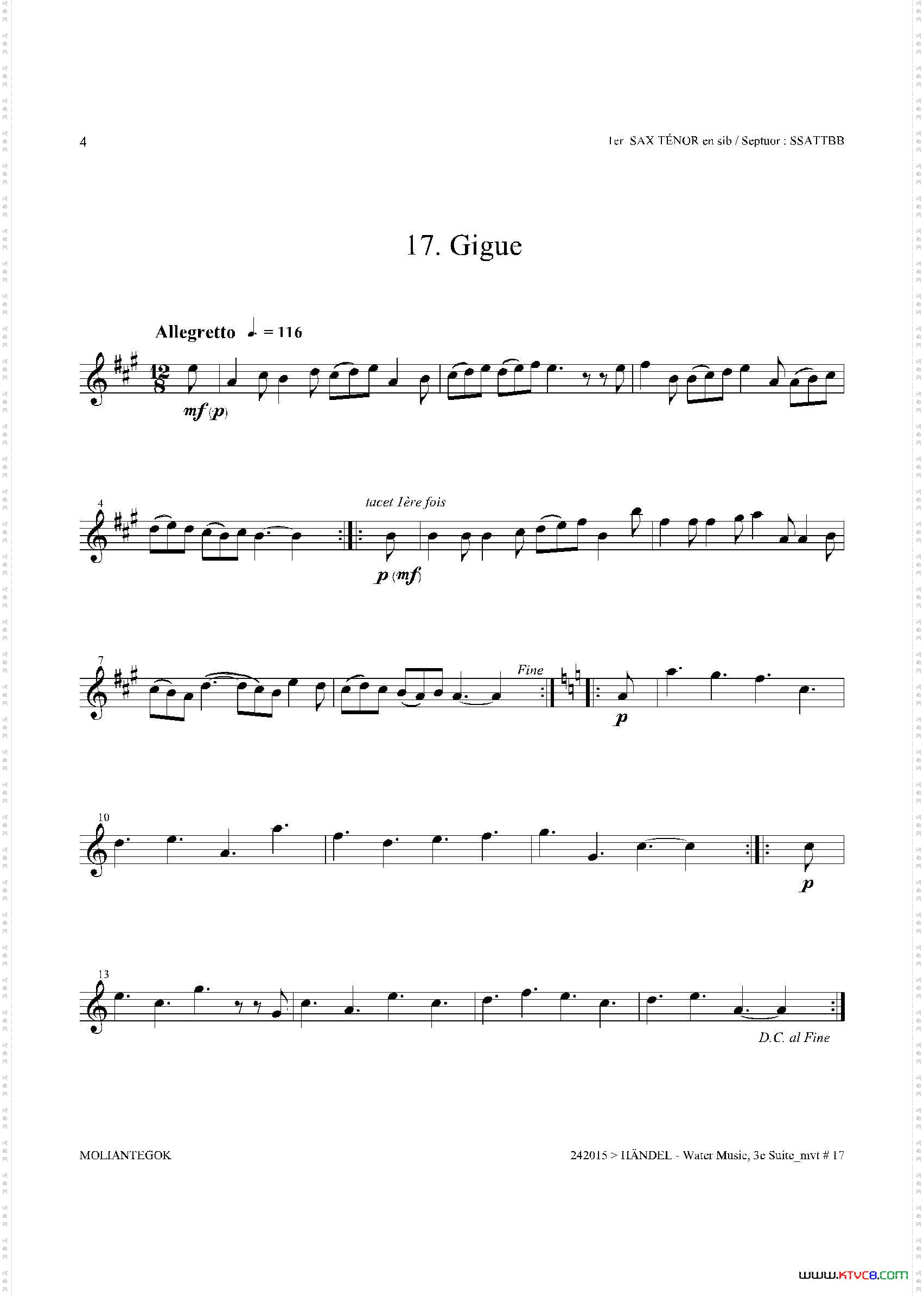 WaterMusicHWV.350No.3第一次中音萨克斯_Water MusicHWV.350 No.3第一次中音萨克斯