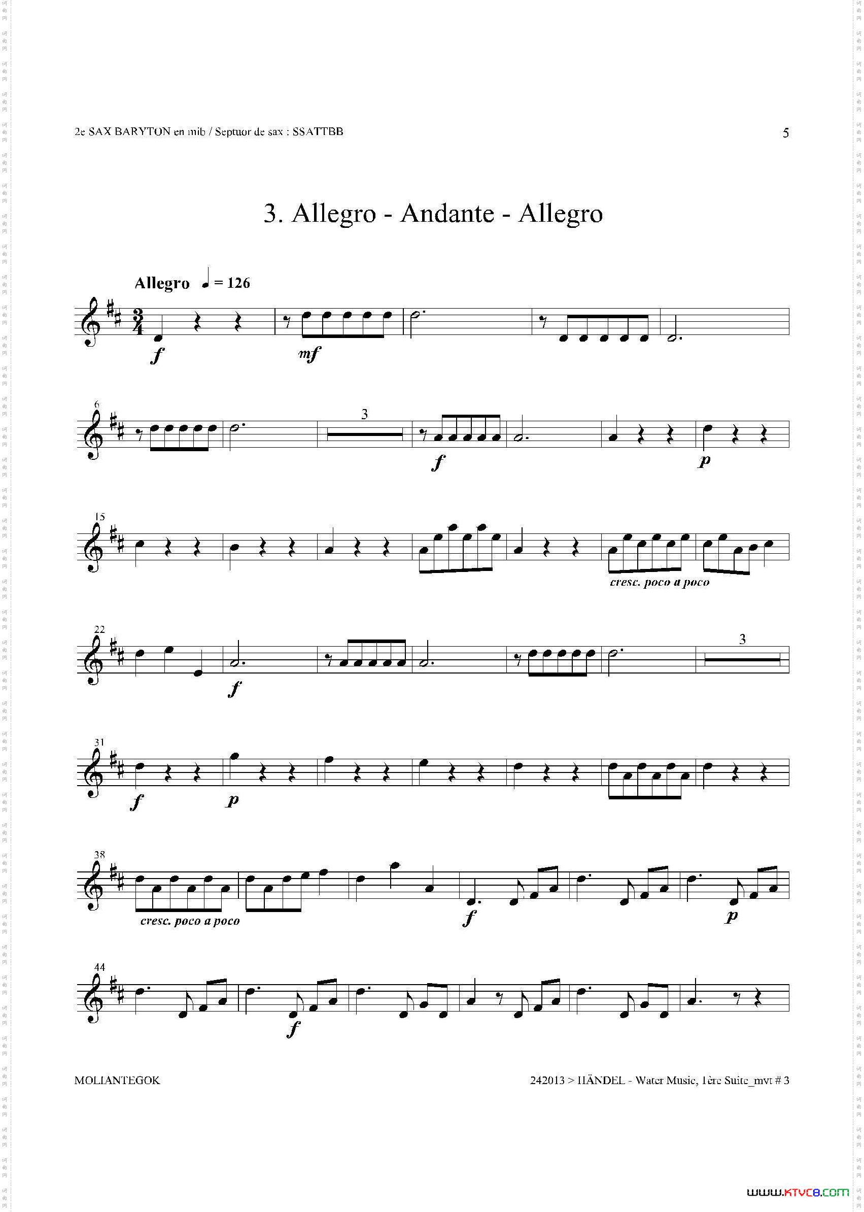 WaterMusicHWV.350No.3第二上低音萨克斯_Water MusicHWV.350 No.3第二上低音萨克斯