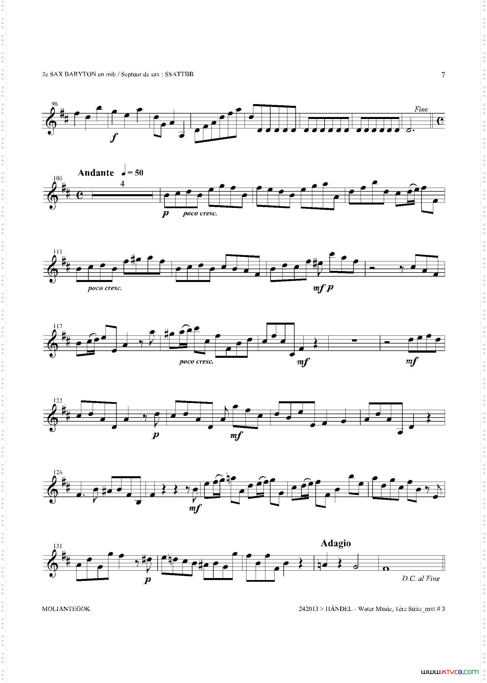 WaterMusicHWV.350No.3第二上低音萨克斯_Water MusicHWV.350 No.3第二上低音萨克斯