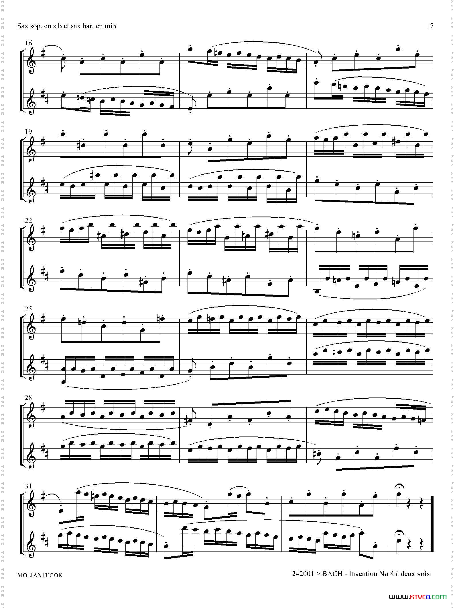 Inventions巴赫15首创意曲二重奏—8_Inventions 巴赫15首创意曲二重奏—8