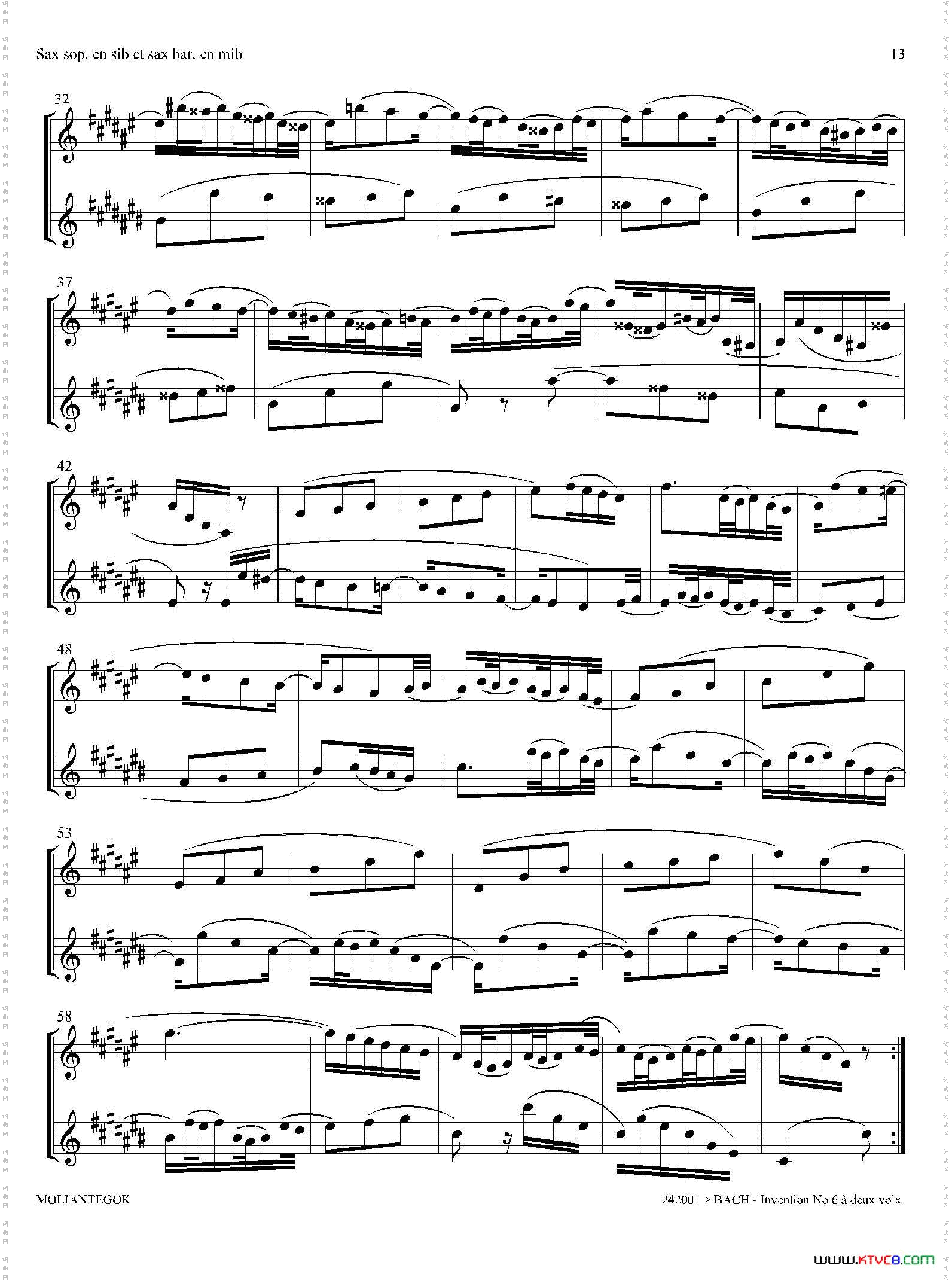 Inventions巴赫15首创意曲二重奏—6_Inventions 巴赫15首创意曲二重奏—6