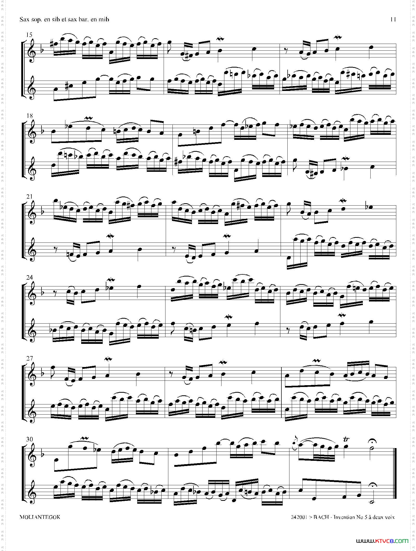 Inventions巴赫15首创意曲二重奏—5_Inventions 巴赫15首创意曲二重奏—5