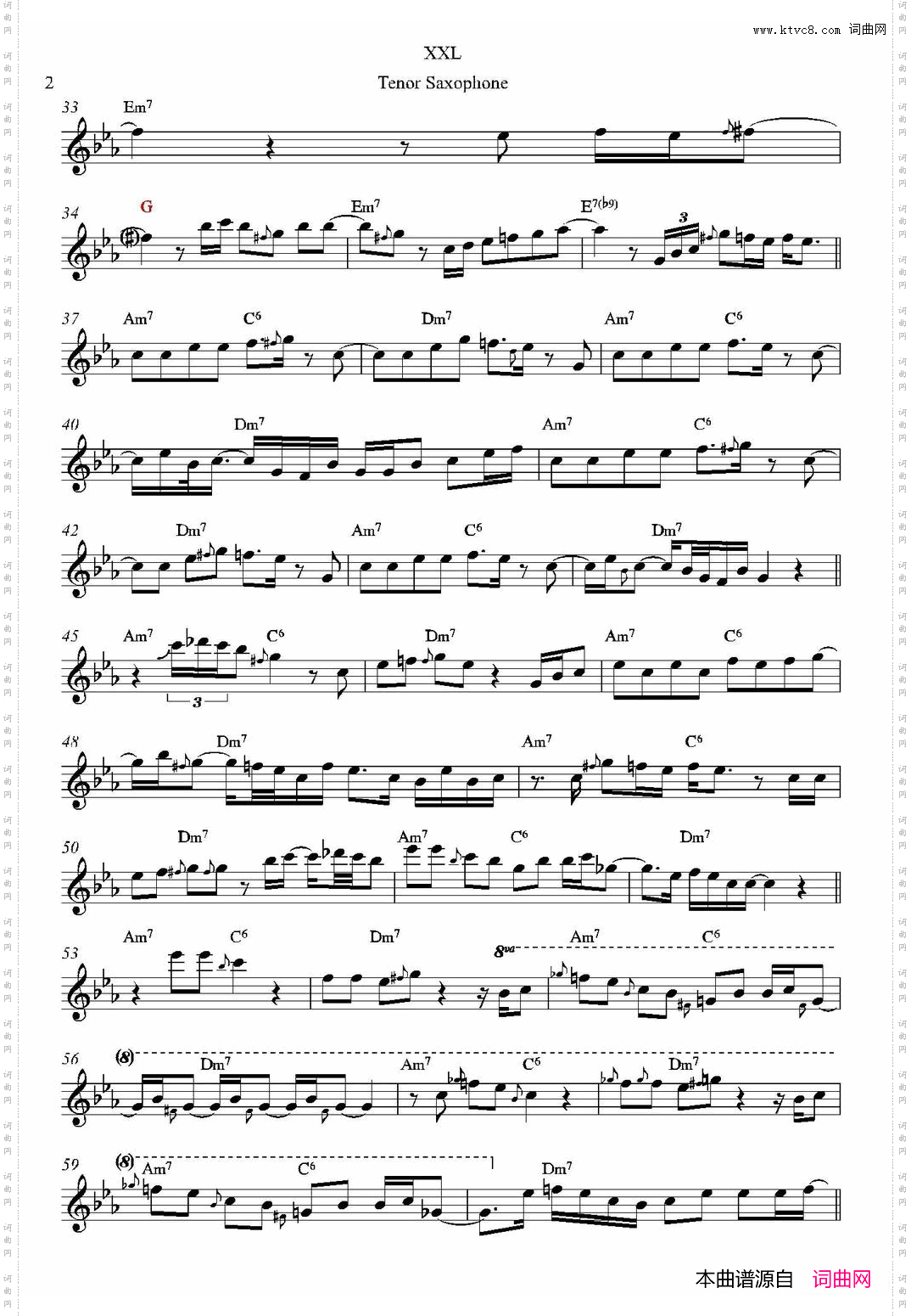 XXL次中音萨克斯谱