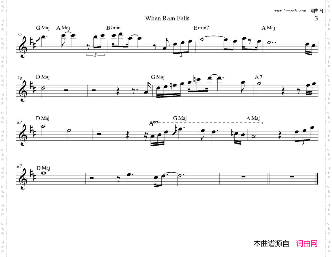 WhenRainFalls中音萨克斯_When Rain Falls中音萨克斯