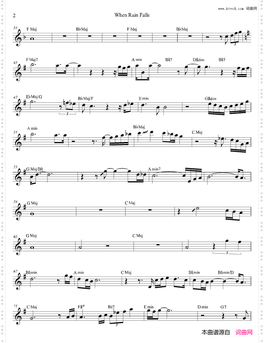 WhenRainFalls次中音萨克斯_When Rain Falls次中音萨克斯
