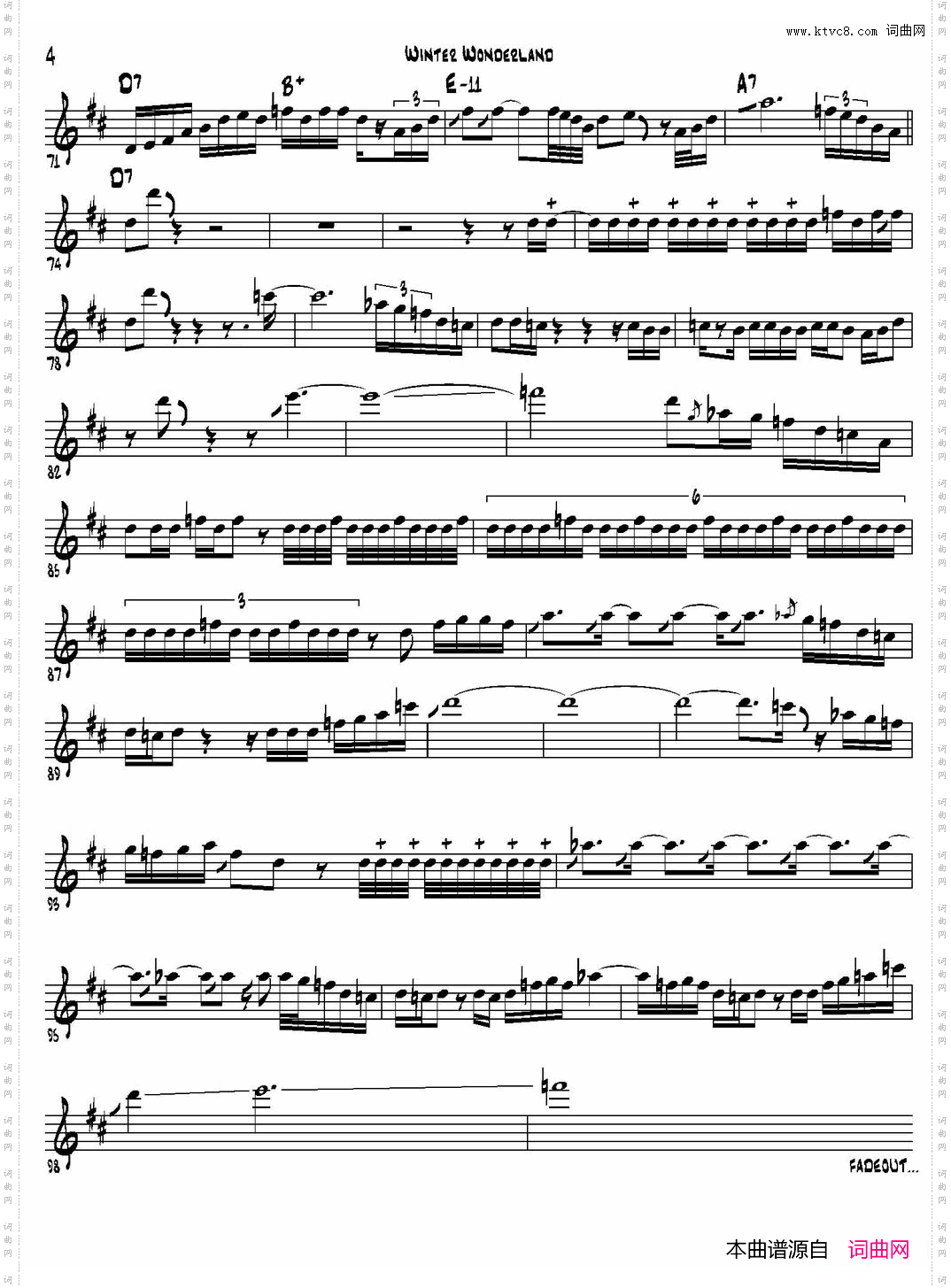 WinterWonderla-nd高音萨克斯_Winter Wonderla-nd高音萨克斯