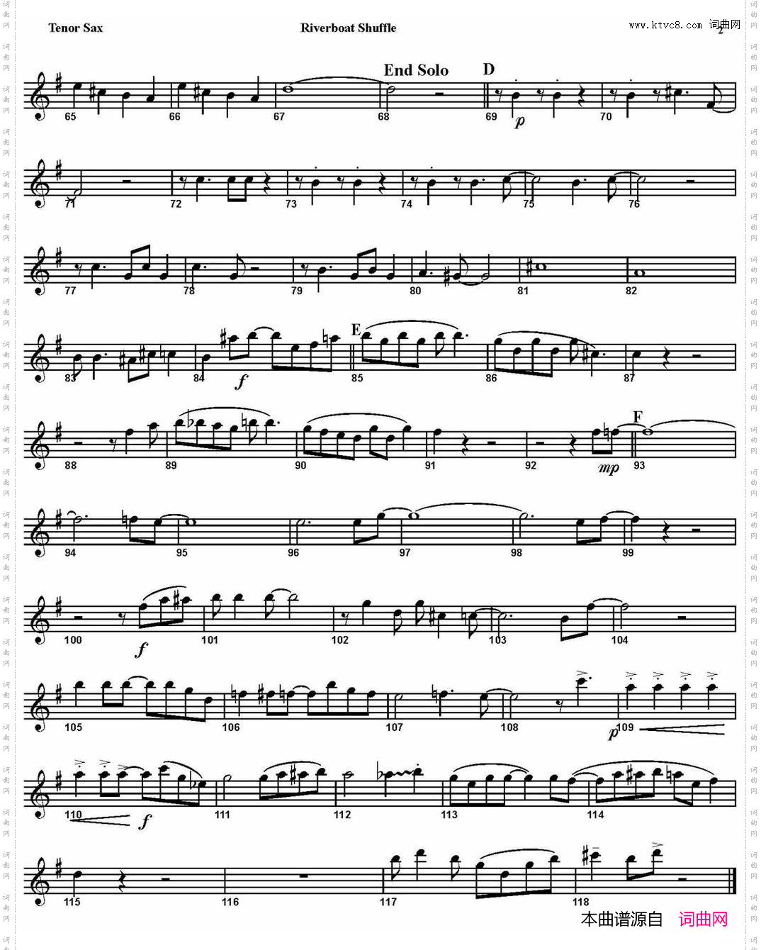 RIVERBOATSHUFFLE四重奏·次中音萨克斯分谱_RIVERBOAT SHUFFLE四重奏·次中音萨克斯分谱