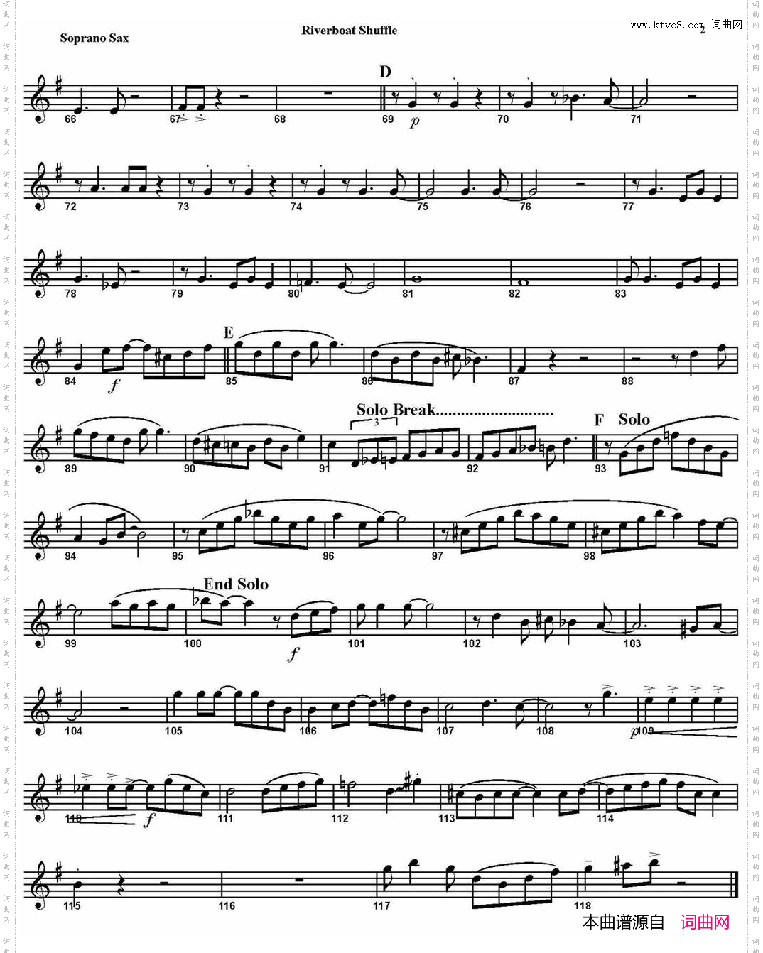 RIVERBOATSHUFFLE四重奏·高音萨克斯分谱_RIVERBOAT SHUFFLE四重奏·高音萨克斯分谱
