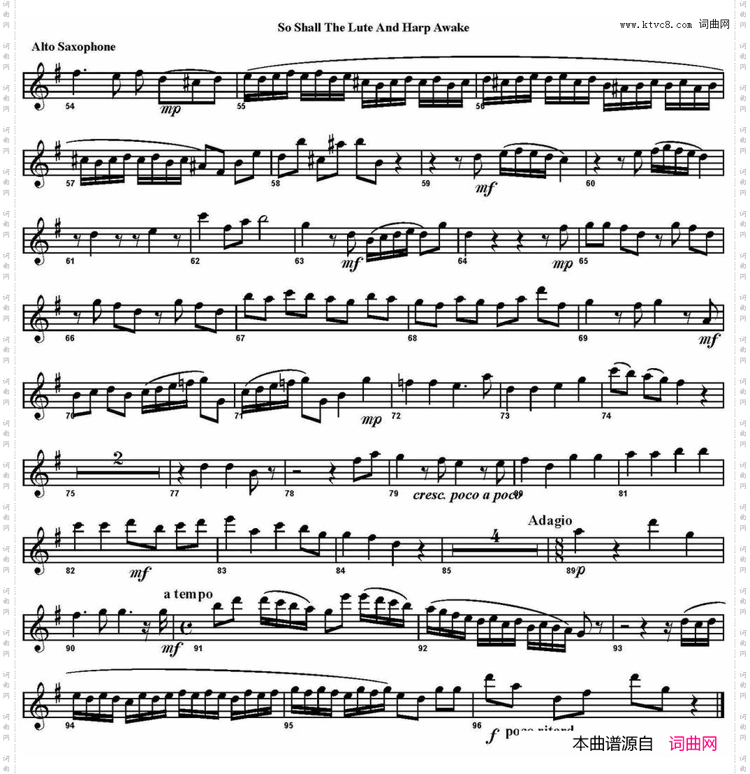 SoShalltheLuteAndHarpAwake四重奏·中音萨克斯分谱_So Shall the Lute And Harp Awake四重奏·中音萨克斯分谱