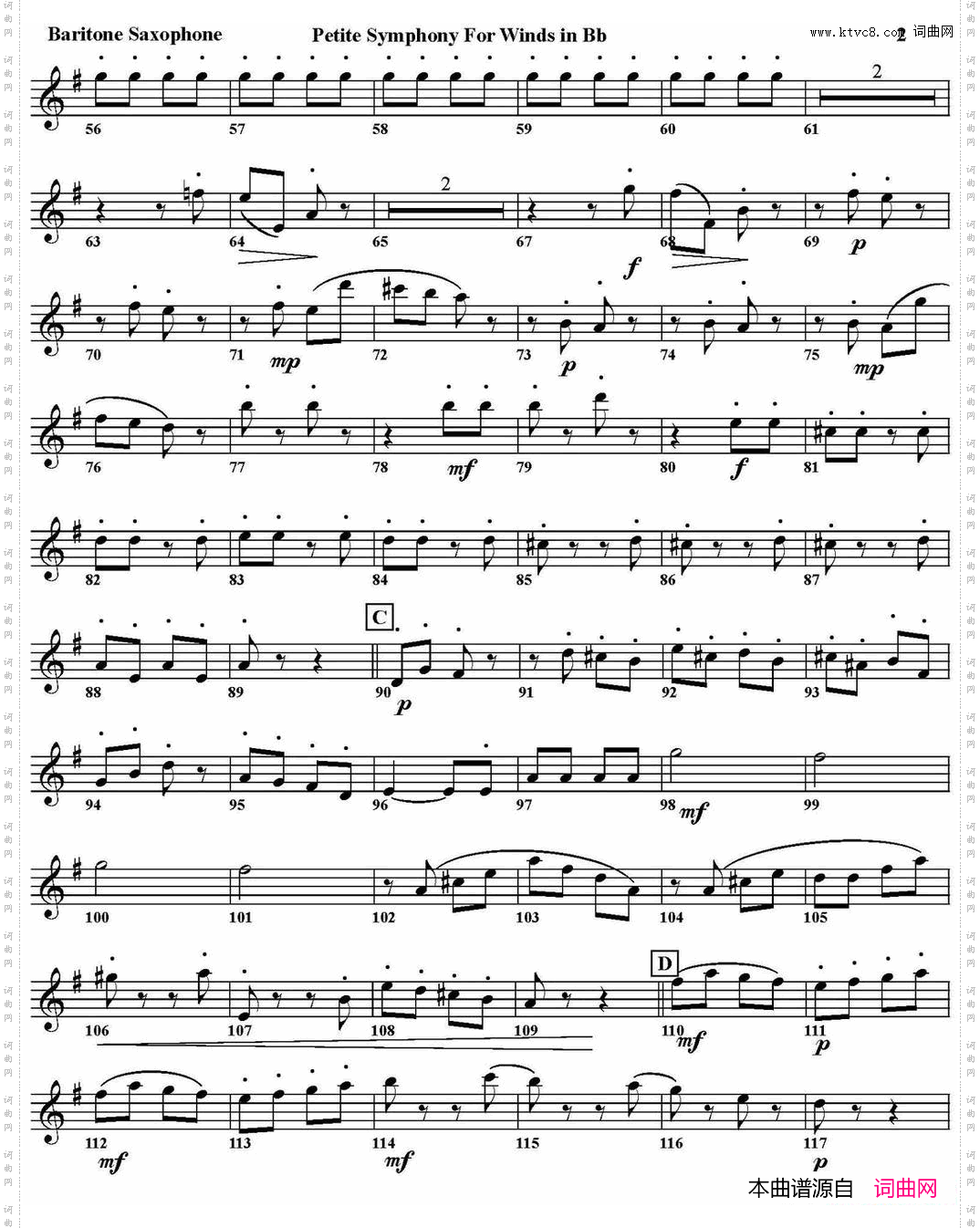 PetiteSymphonyFo-rWindsinBb四重奏·上低音萨克斯分谱_Petite Symphony Fo-r Winds in Bb四重奏·上低音萨克斯分谱