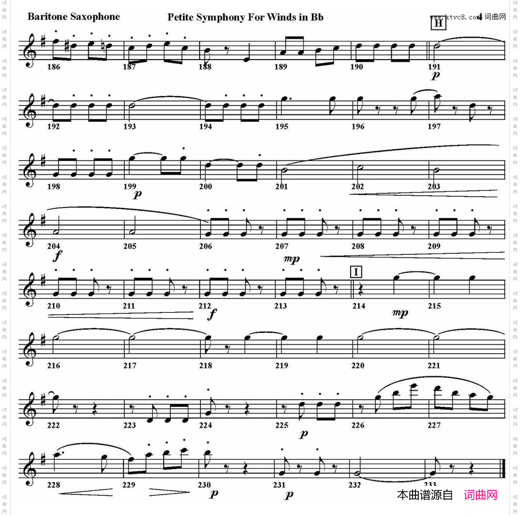 PetiteSymphonyFo-rWindsinBb四重奏·上低音萨克斯分谱_Petite Symphony Fo-r Winds in Bb四重奏·上低音萨克斯分谱