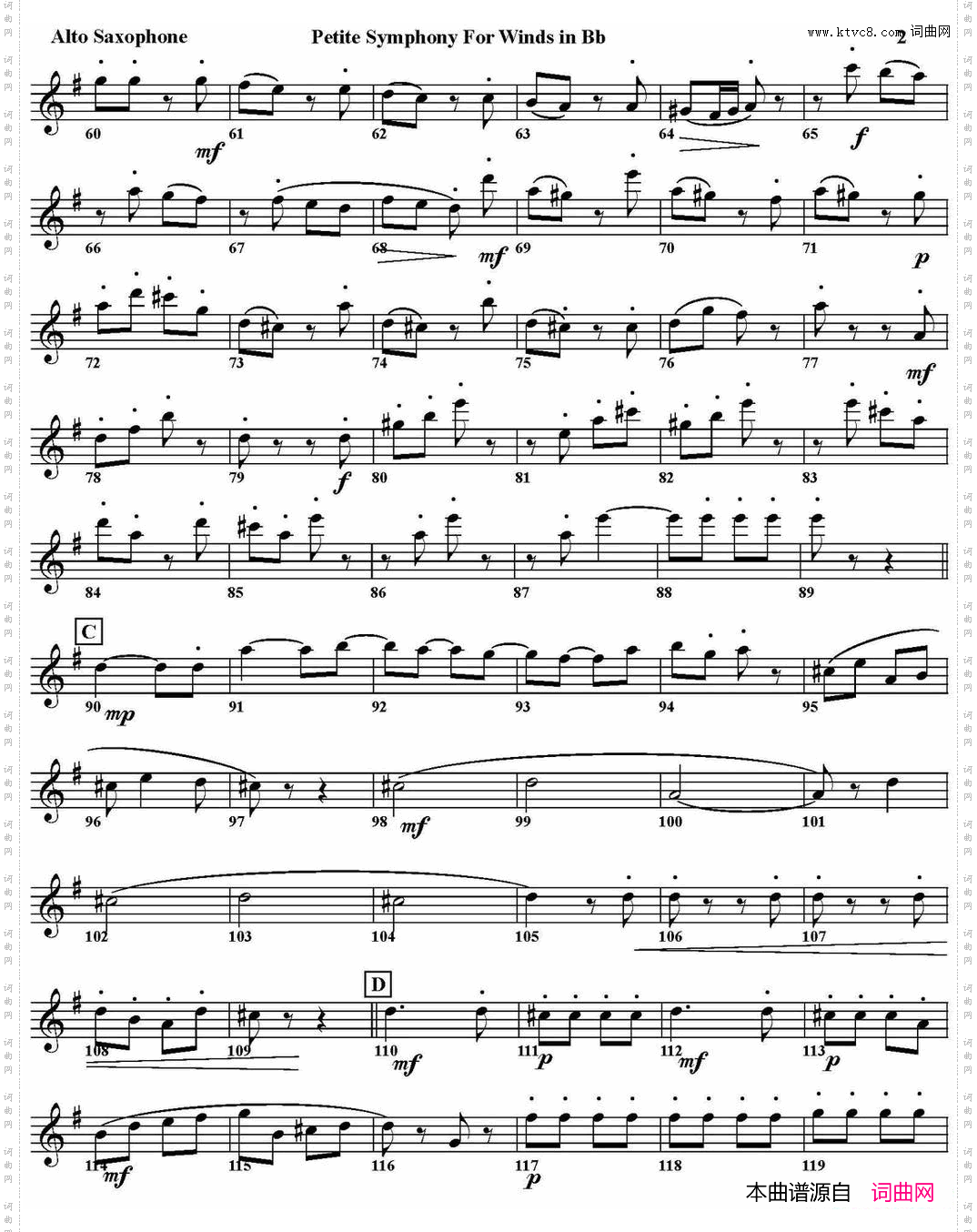 PetiteSymphonyFo-rWindsinBb四重奏·中音萨克斯分谱_Petite Symphony Fo-r Winds in Bb四重奏·中音萨克斯分谱
