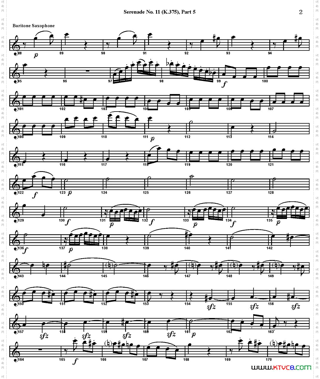 SERENADENo·11inEb，K·375Part5四重奏·上低音萨克斯分谱_SERENADE No·11 in Eb，K·375 Part 5四重奏·上低音萨克斯分谱