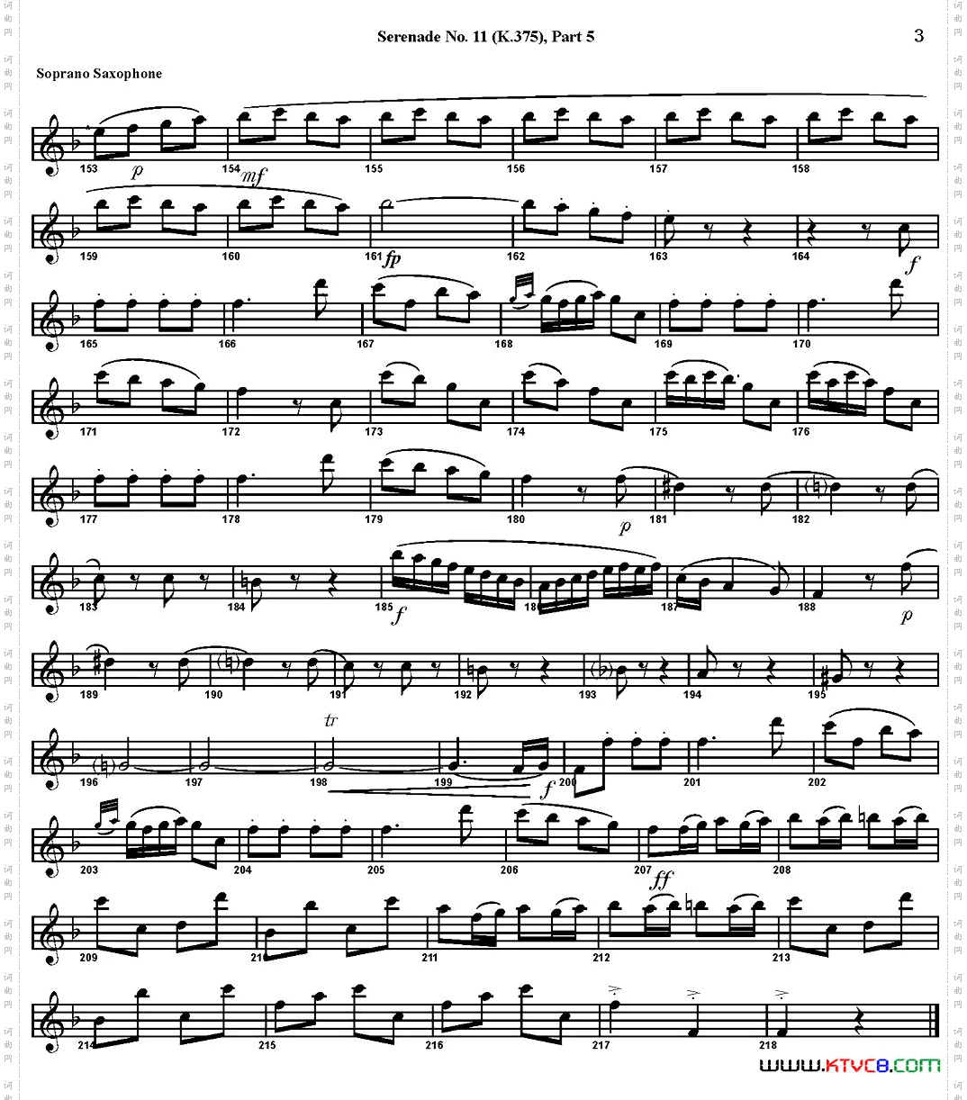 SERENADENo·11inEb，K·375Part5四重奏·高音萨克斯分谱_SERENADE No·11 in Eb，K·375 Part 5四重奏·高音萨克斯分谱