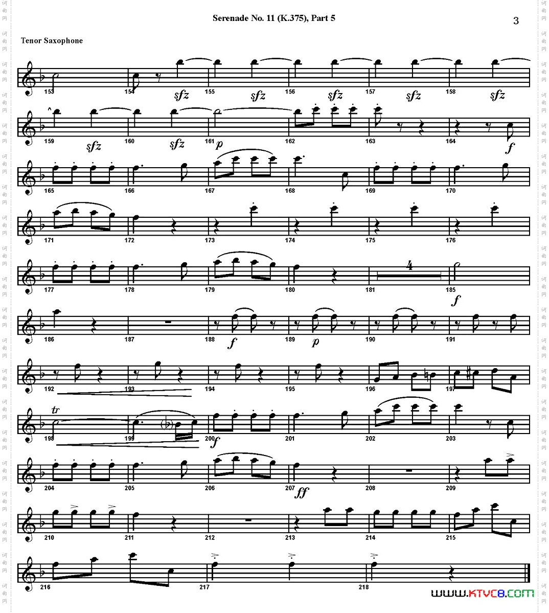 SERENADENo·11inEb，K·375Part5四重奏·次中音萨克斯分谱_SERENADE No·11 in Eb，K·375 Part 5四重奏·次中音萨克斯分谱