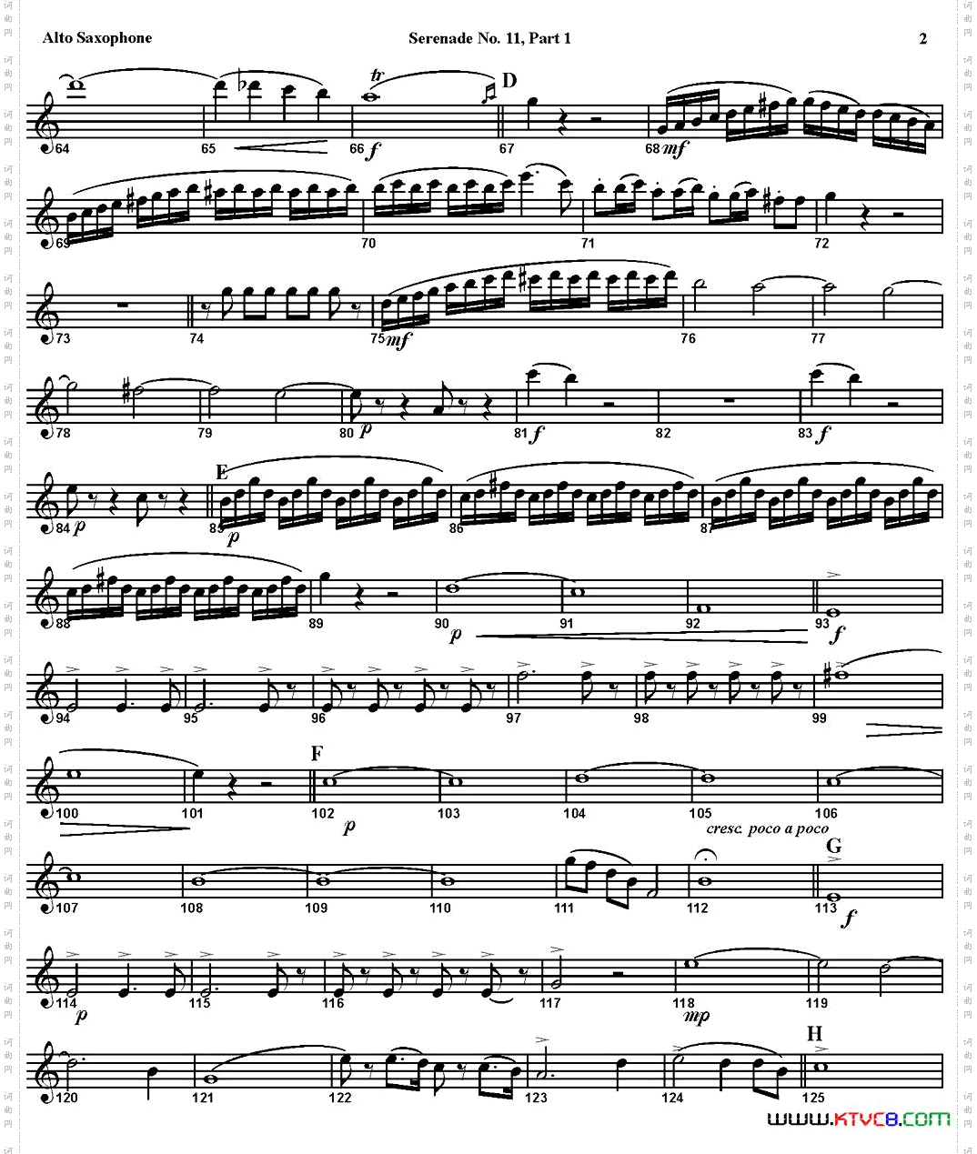 SERENADENo·11inEb，K·375Part1四重奏·中音萨克斯分谱_SERENADE No·11 in Eb，K·375 Part 1四重奏·中音萨克斯分谱