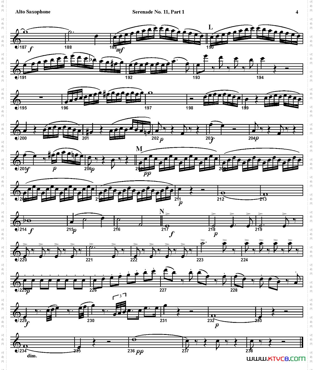 SERENADENo·11inEb，K·375Part1四重奏·中音萨克斯分谱_SERENADE No·11 in Eb，K·375 Part 1四重奏·中音萨克斯分谱