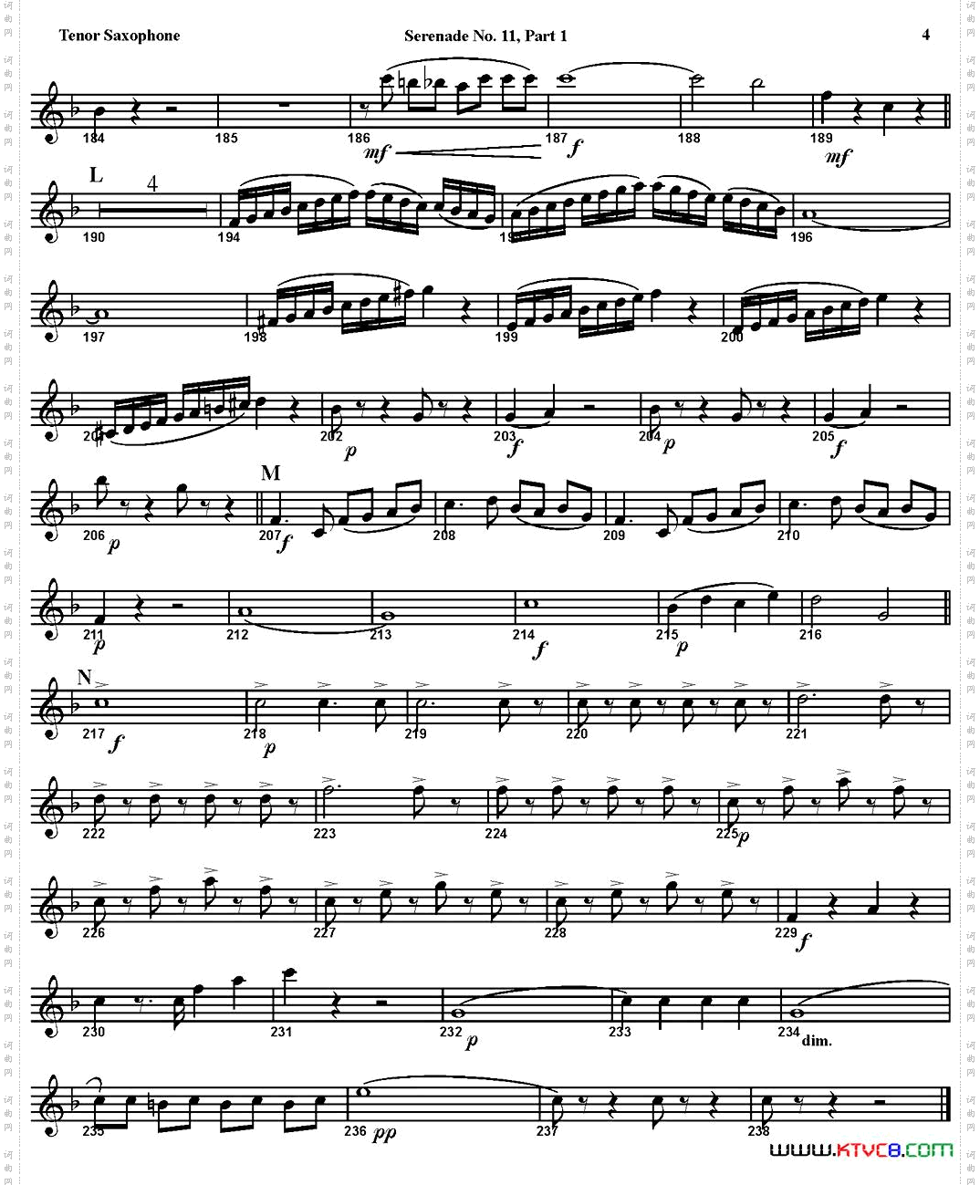 SERENADENo·11inEb,K·375Part1四重奏·次中音萨克斯分谱_SERENADE No·11 in Eb,K·375 Part 1四重奏·次中音萨克斯分谱