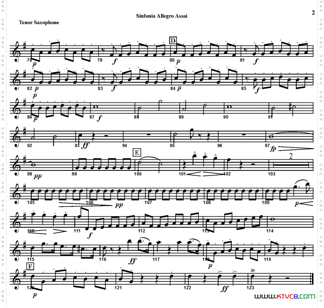 SINFONIAFirstMovement：AllegroAssai四重奏·次中音萨克斯分谱_SINFONIA First Movement：Allegro Assai四重奏·次中音萨克斯分谱
