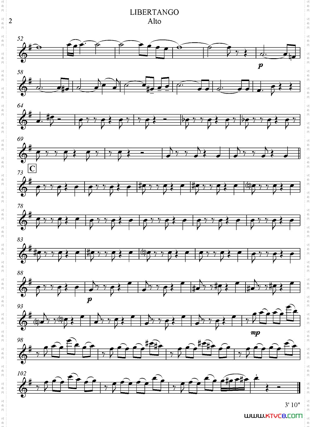 LIBERTANGO四重奏·中音萨克斯分谱