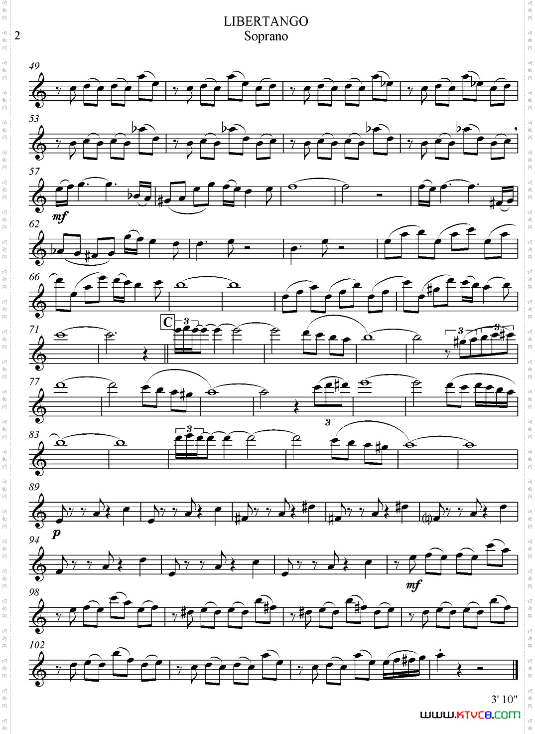 LIBERTANGO四重奏·高音萨克斯分谱