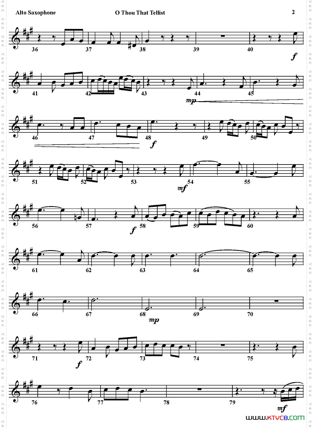 OTHOUTHATTELLESTGOODTIDINGSTOZION四重奏·中音萨克斯分谱_O THOU THAT TELLEST GOOD TIDINGS TO ZION四重奏·中音萨克斯分谱