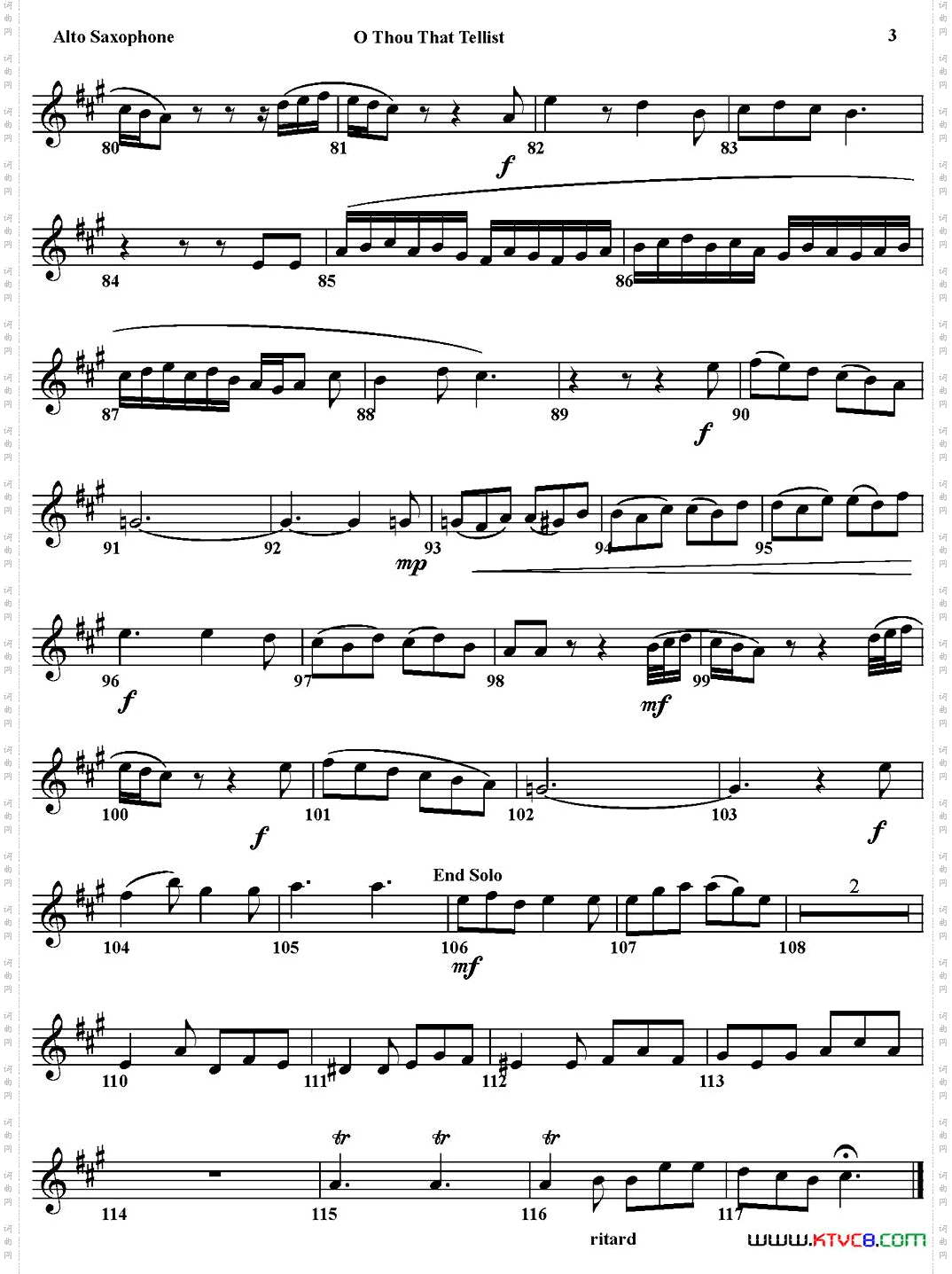 OTHOUTHATTELLESTGOODTIDINGSTOZION四重奏·中音萨克斯分谱_O THOU THAT TELLEST GOOD TIDINGS TO ZION四重奏·中音萨克斯分谱