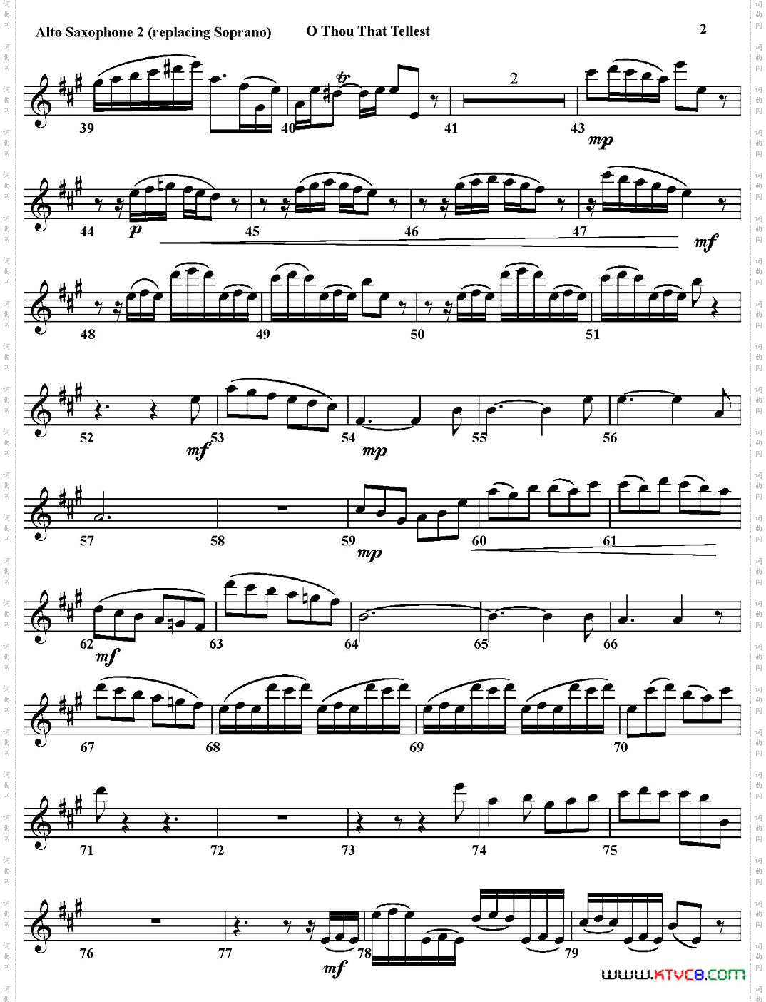 OTHOUTHATTELLESTGOODTIDINGSTOZION四重奏·中音萨克斯分谱_O THOU THAT TELLEST GOOD TIDINGS TO ZION四重奏·中音萨克斯分谱