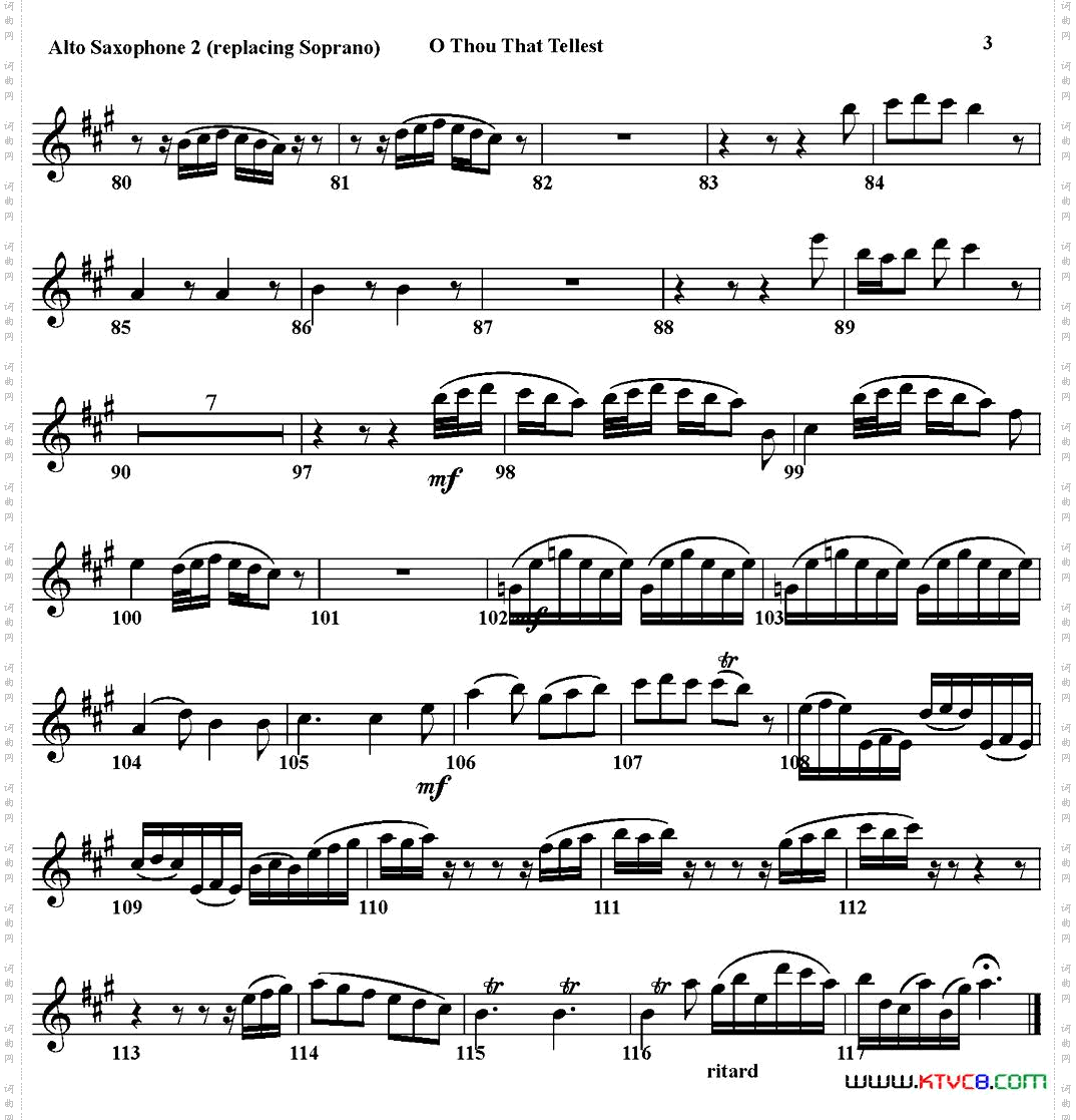 OTHOUTHATTELLESTGOODTIDINGSTOZION四重奏·中音萨克斯分谱_O THOU THAT TELLEST GOOD TIDINGS TO ZION四重奏·中音萨克斯分谱