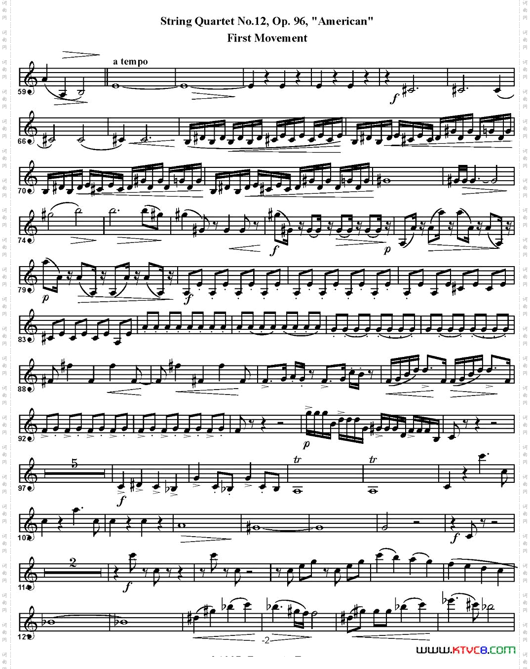 StringQuartetNo·12,Op·96四重奏·上低音萨克斯分谱_String Quartet No·12,Op·96四重奏·上低音萨克斯分谱