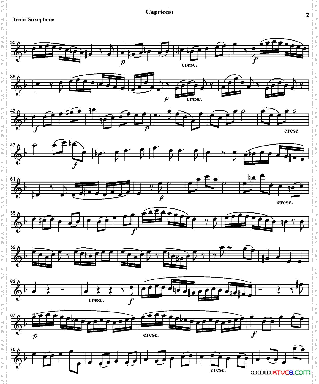 CAPRICCIO四重奏·次中音萨克斯分谱