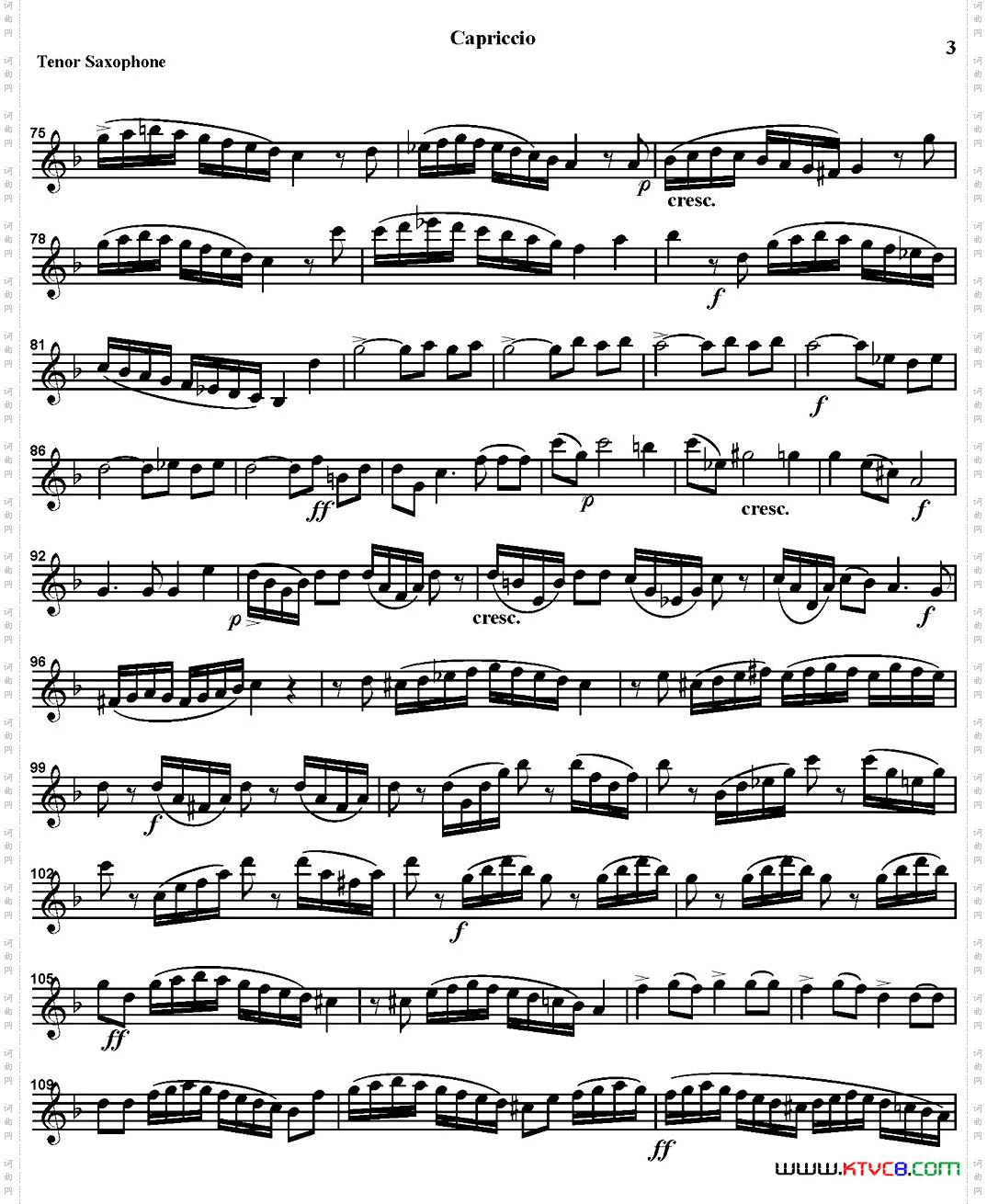 CAPRICCIO四重奏·次中音萨克斯分谱