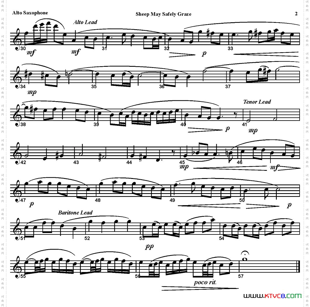 SHEEPMAYSAFELYGRAZE四重奏·中音萨克斯分谱_SHEEP MAY SAFELY GRAZE四重奏·中音萨克斯分谱