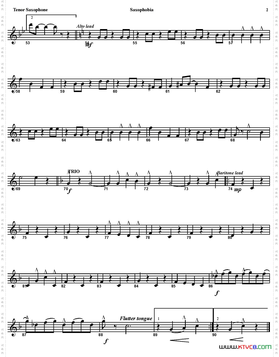 SAXOPHOBIA四重奏·次中音萨克斯分谱