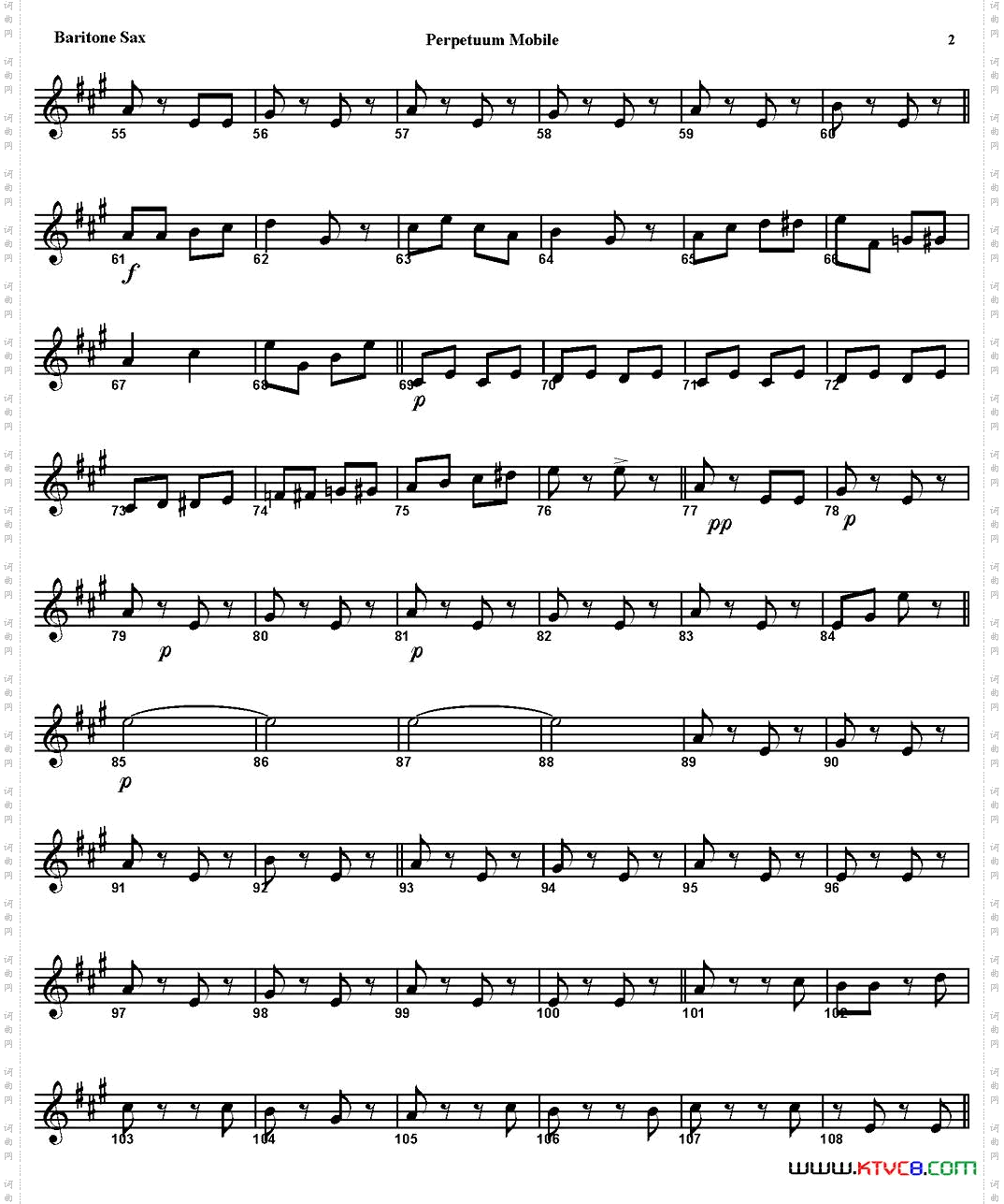 PERPETUUMMOBILE四重奏·上低音萨克斯分谱_PERPETUUM MOBILE四重奏·上低音萨克斯分谱