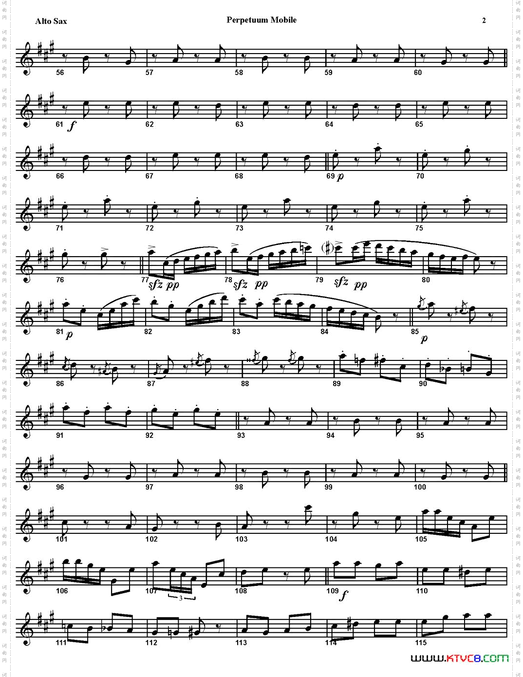 PERPETUUMMOBILE四重奏·中音萨克斯分谱_PERPETUUM MOBILE四重奏·中音萨克斯分谱