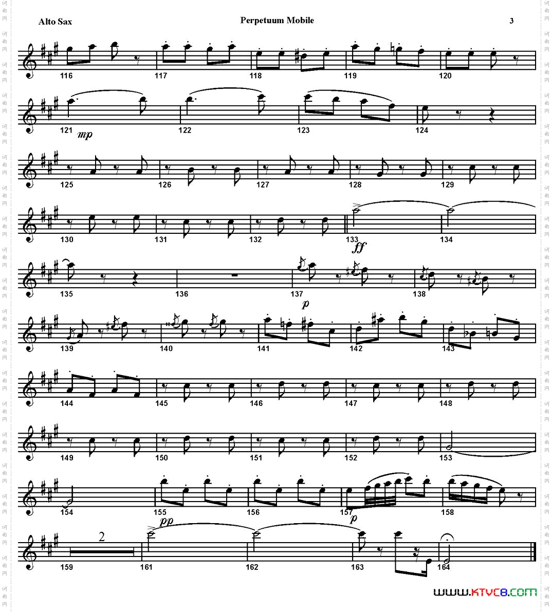 PERPETUUMMOBILE四重奏·中音萨克斯分谱_PERPETUUM MOBILE四重奏·中音萨克斯分谱