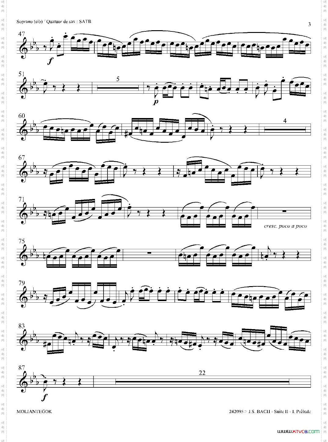 SuiteanglaiseNo2,BWV807法国组曲之二·前奏曲高音萨克斯分谱_Suite anglaise No 2,BWV 807法国组曲之二·前奏曲高音萨克斯分谱