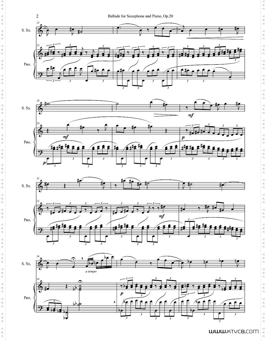 Ballade叙事曲Op·20高音萨克斯+钢琴伴奏
