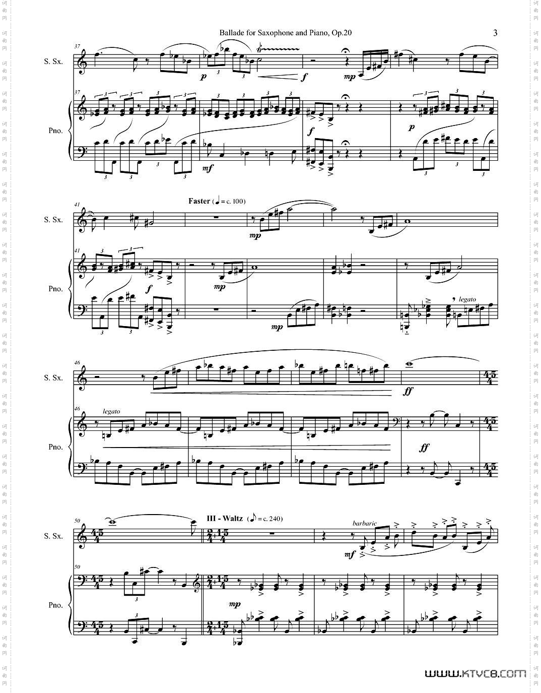 Ballade叙事曲Op·20高音萨克斯+钢琴伴奏