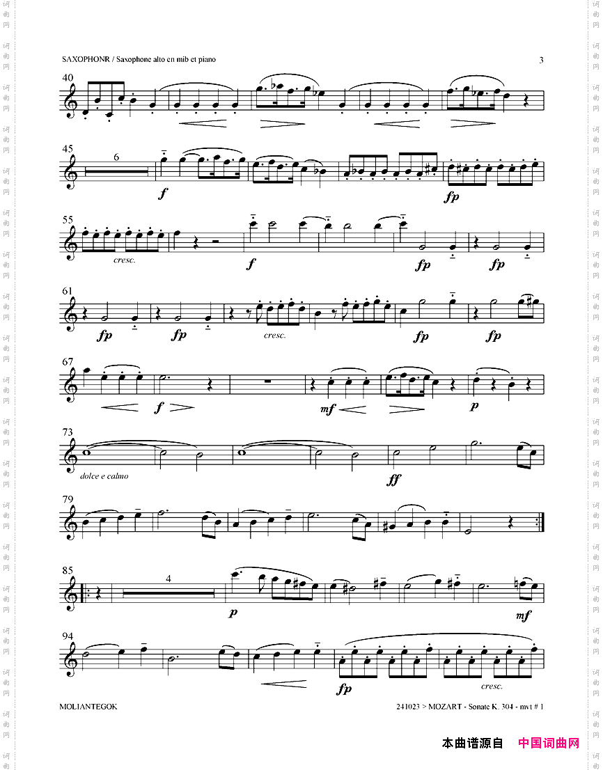 奏鸣曲Op·304_中音萨克斯