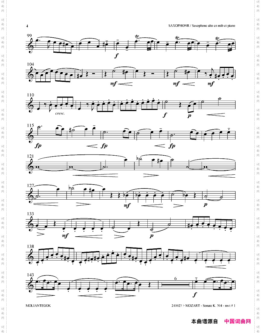 奏鸣曲Op·304_中音萨克斯