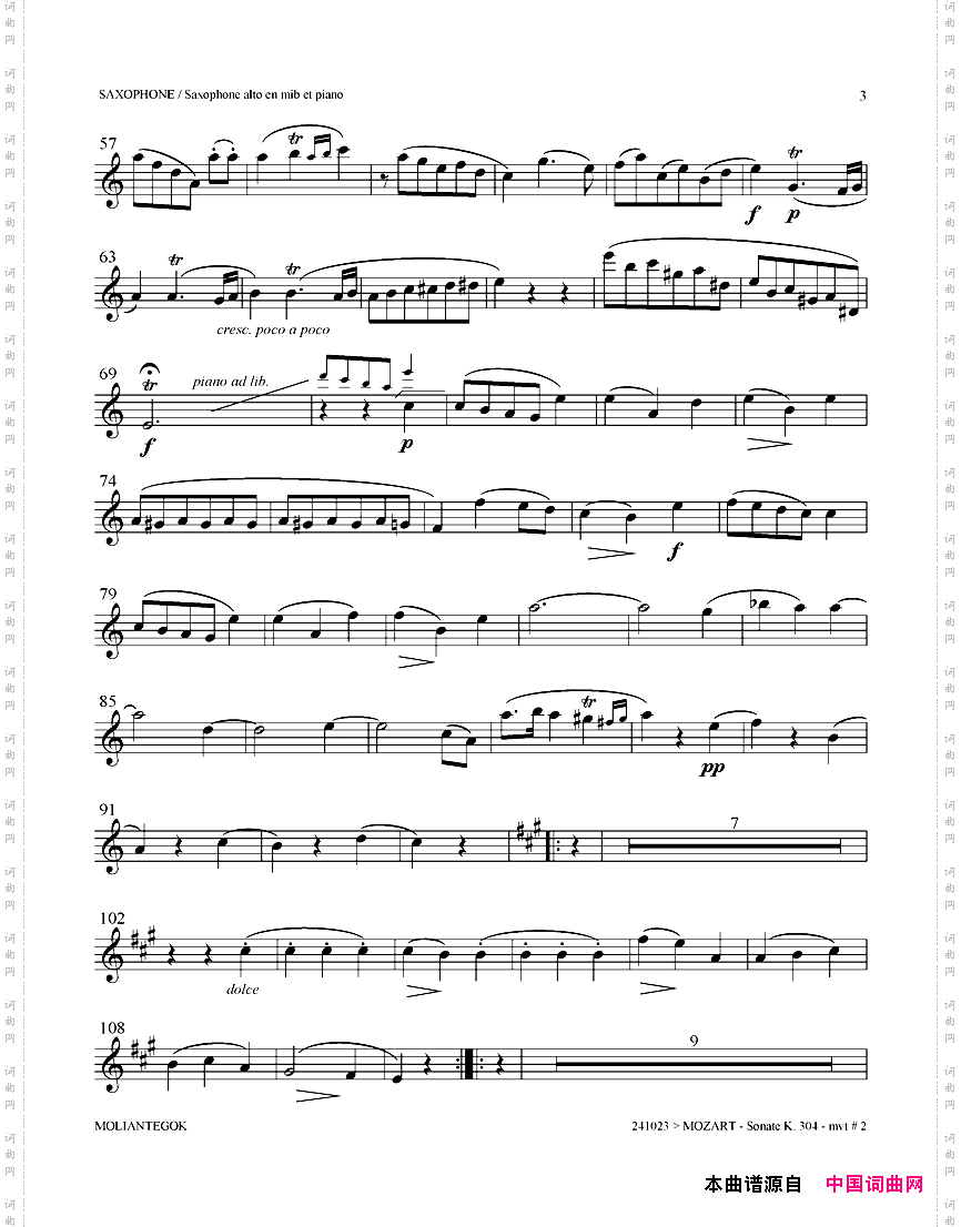 奏鸣曲Op·304_中音萨克斯