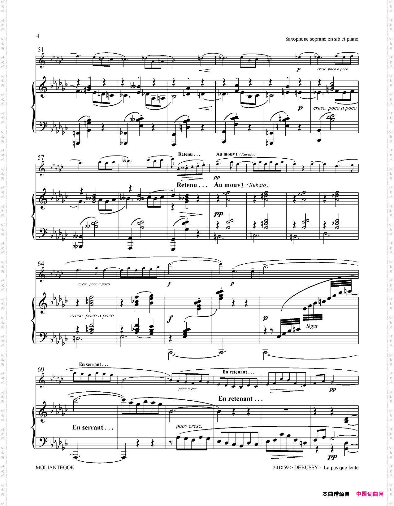 Lapiusquelente缓慢地圆舞曲高音萨克斯+钢琴伴奏_La pius que lente缓慢地圆舞曲高音萨克斯+钢琴伴奏
