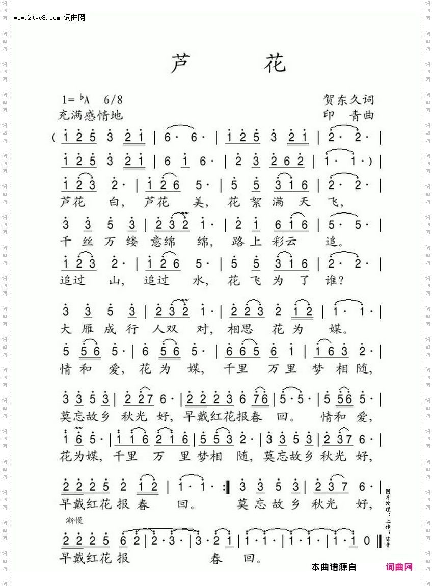 芦花_曲谱与配套伴奏之2