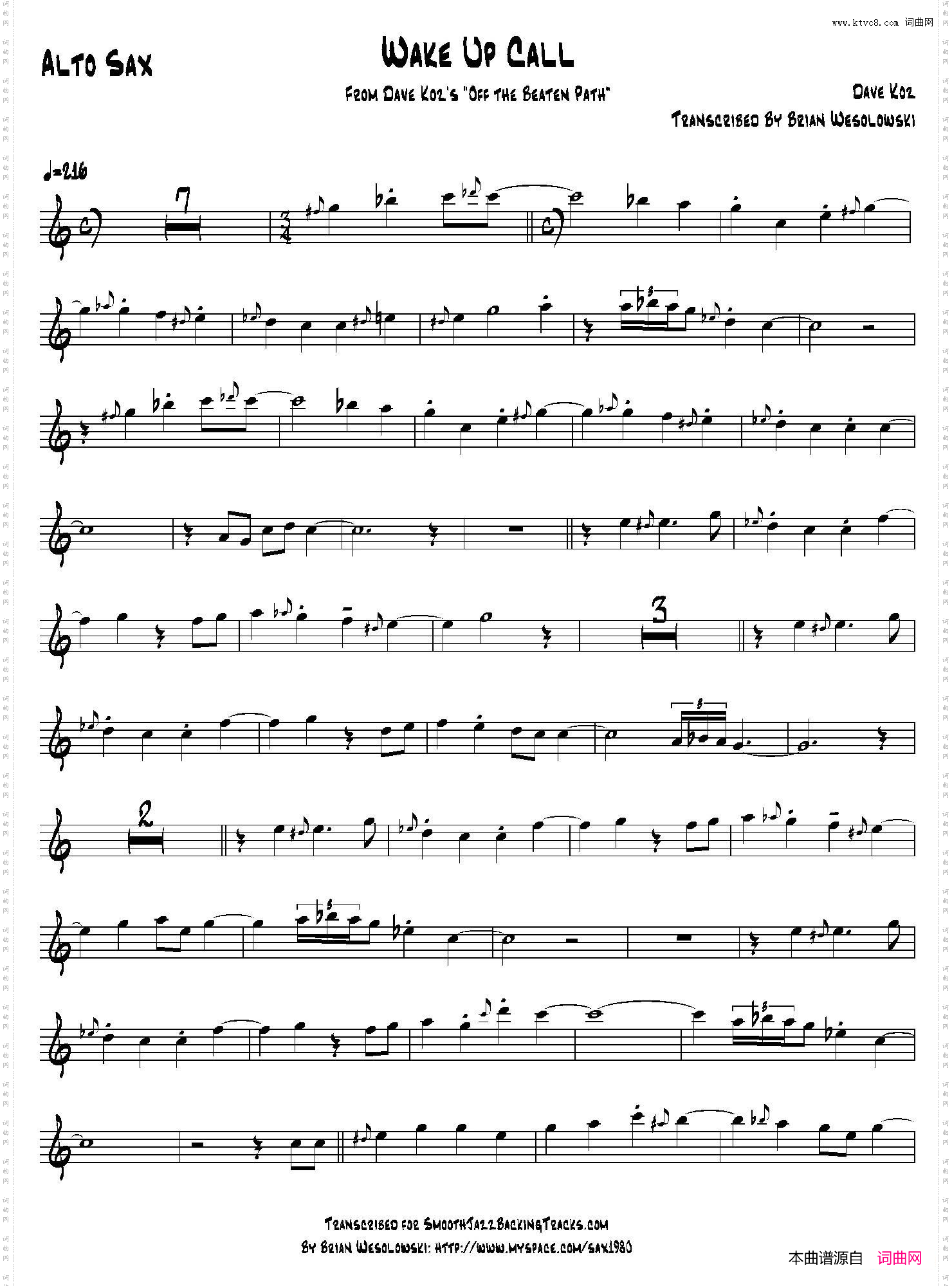 WakeUpCall中音萨克斯_Wake Up Call中音萨克斯
