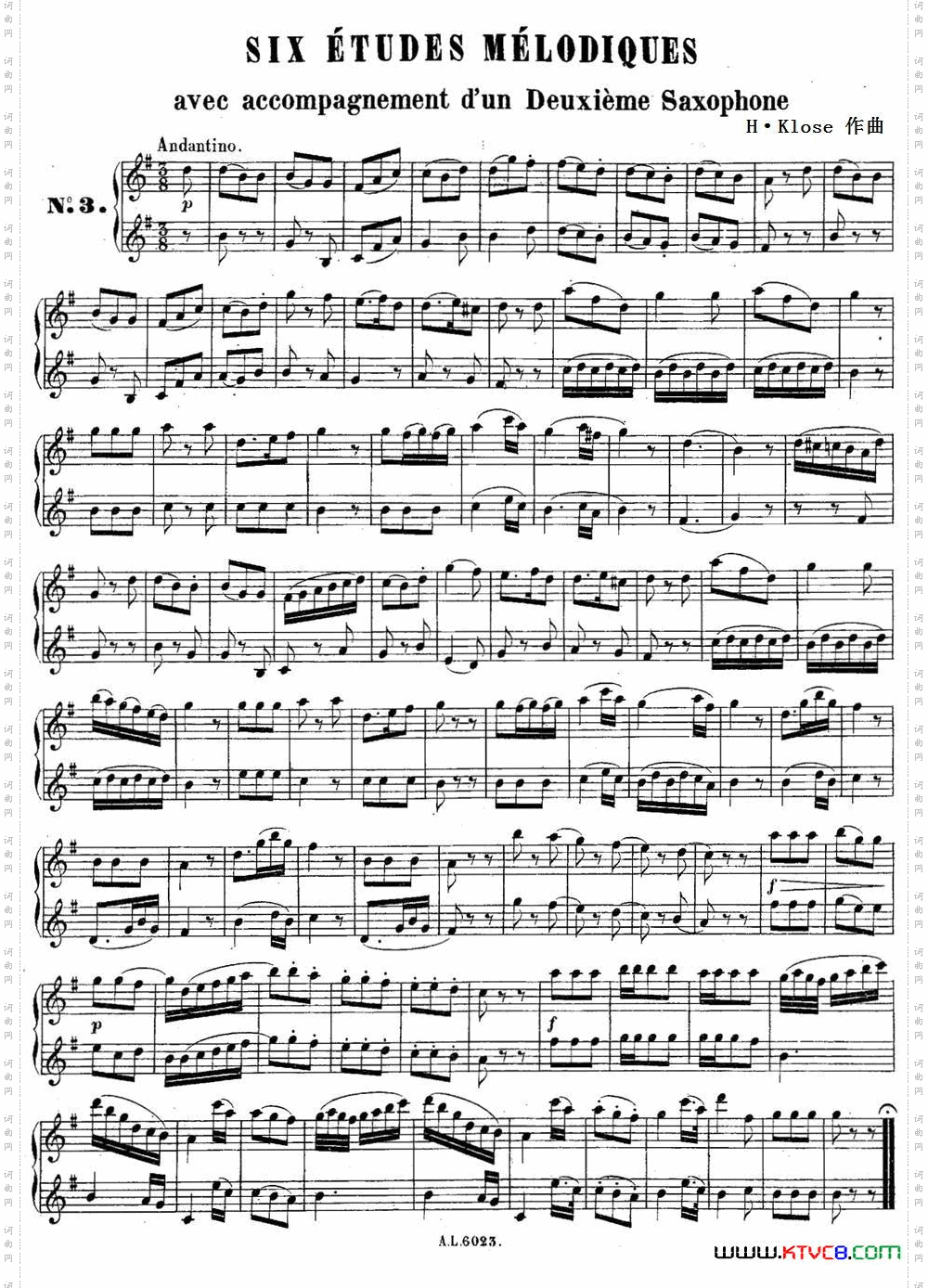 H·Klose二重奏练习曲No.3
